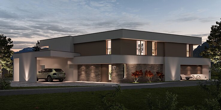 Einfamilienhaus ARCADIA im 3D-Rendering.