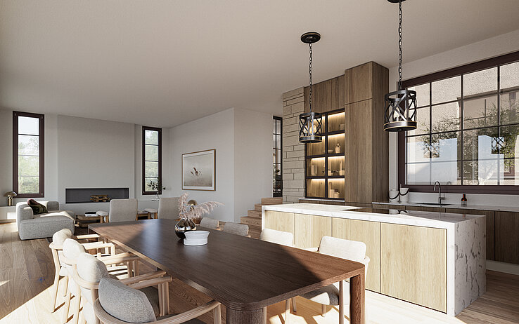 Einfamilenhaus ALBA im 3D-Rendering.