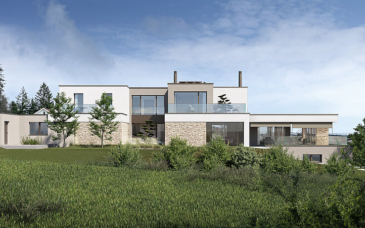 Detached house GLORIA in 3D rendering.