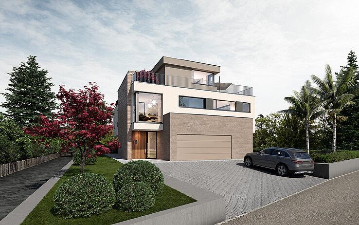 Einfamilienhaus MONDRIAN im 3D-Rendering.