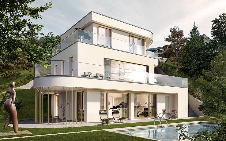 Einfamilienhaus AMMONIT im 3D-Rendering.