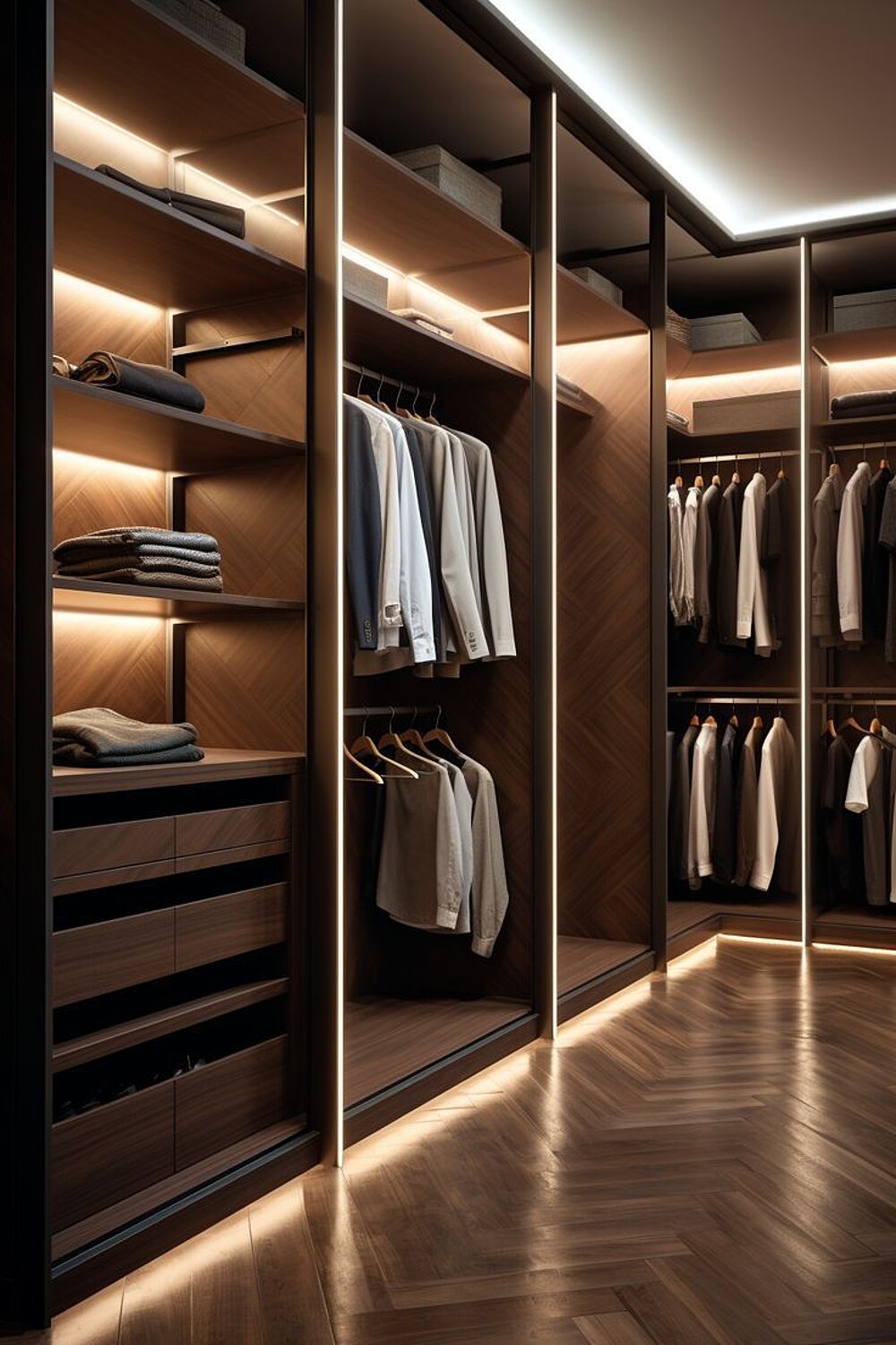 Begehbarer Kleiderschrank mit Holz