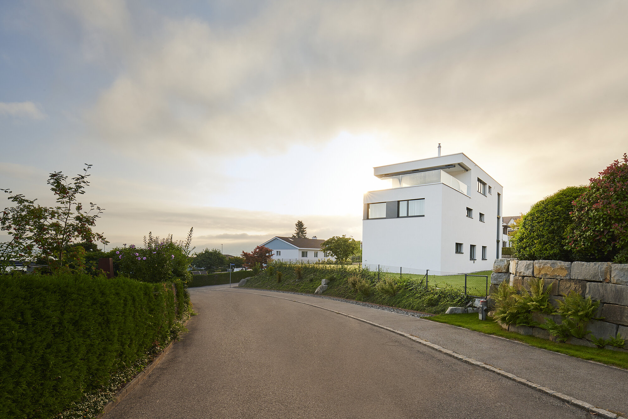 Das Einfamilienhaus BELLEVUE in der Aussenansicht, Strassenseite