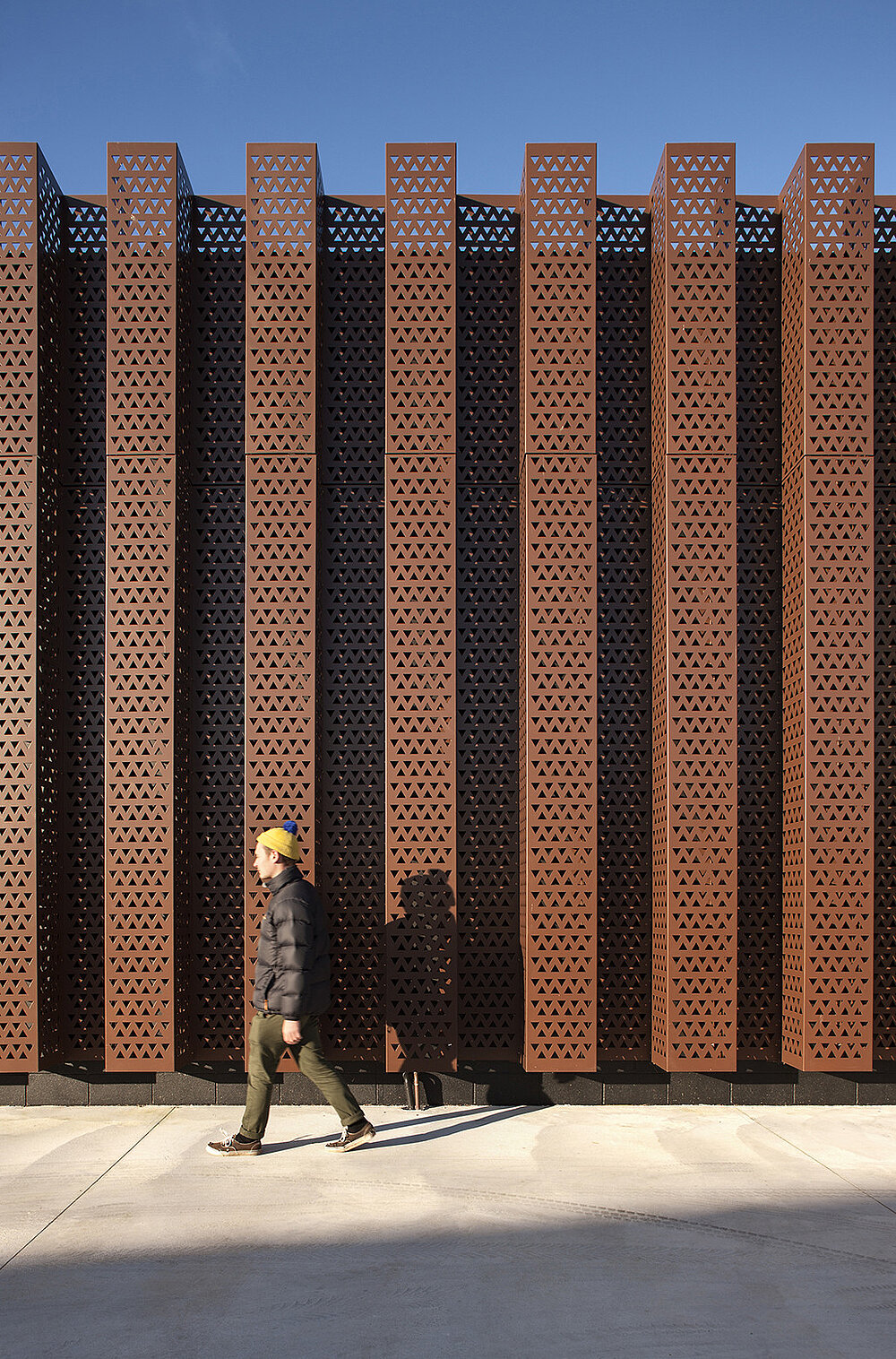 Brick façade with a vertical texture