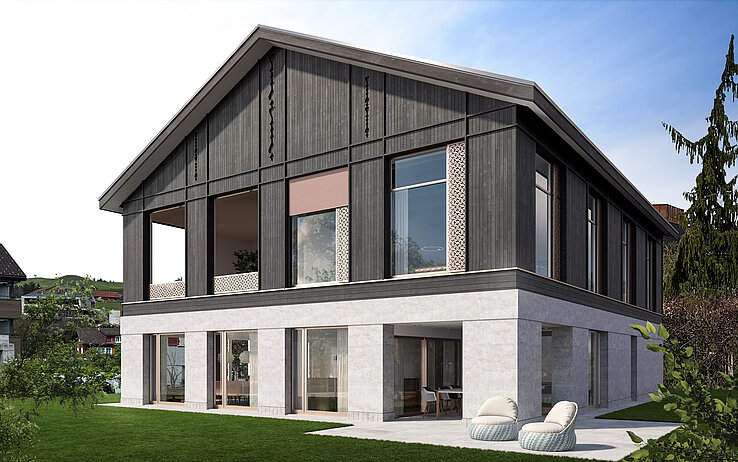 Mehrfamilienhaus ALPSEIN im 3D-Rendering.