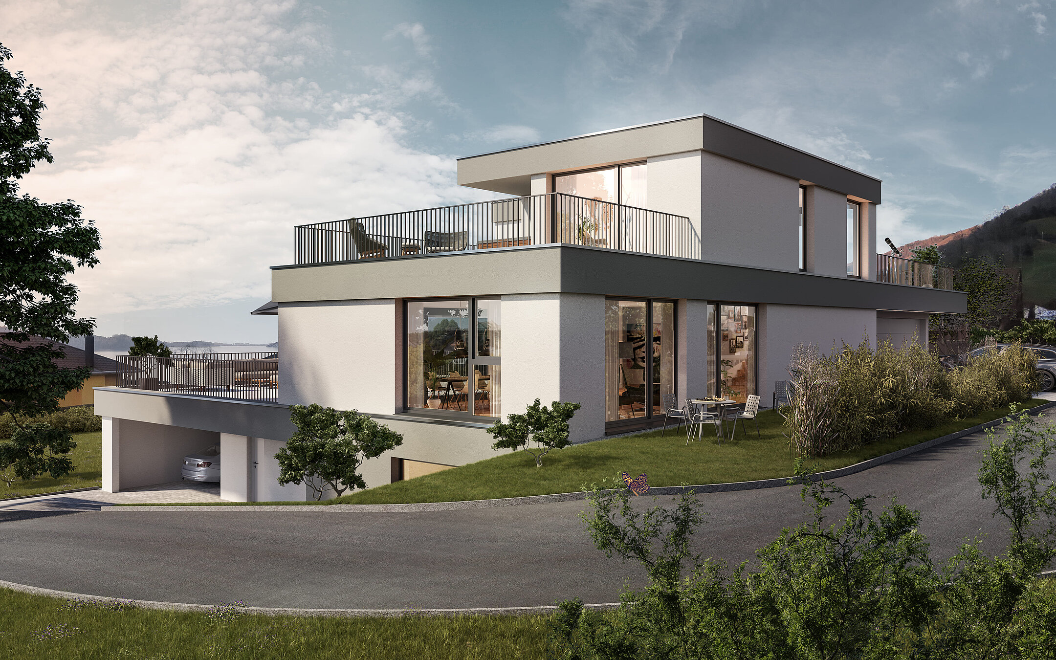 Mehrfamilienhaus PAPILLON in 3D-Rendering.