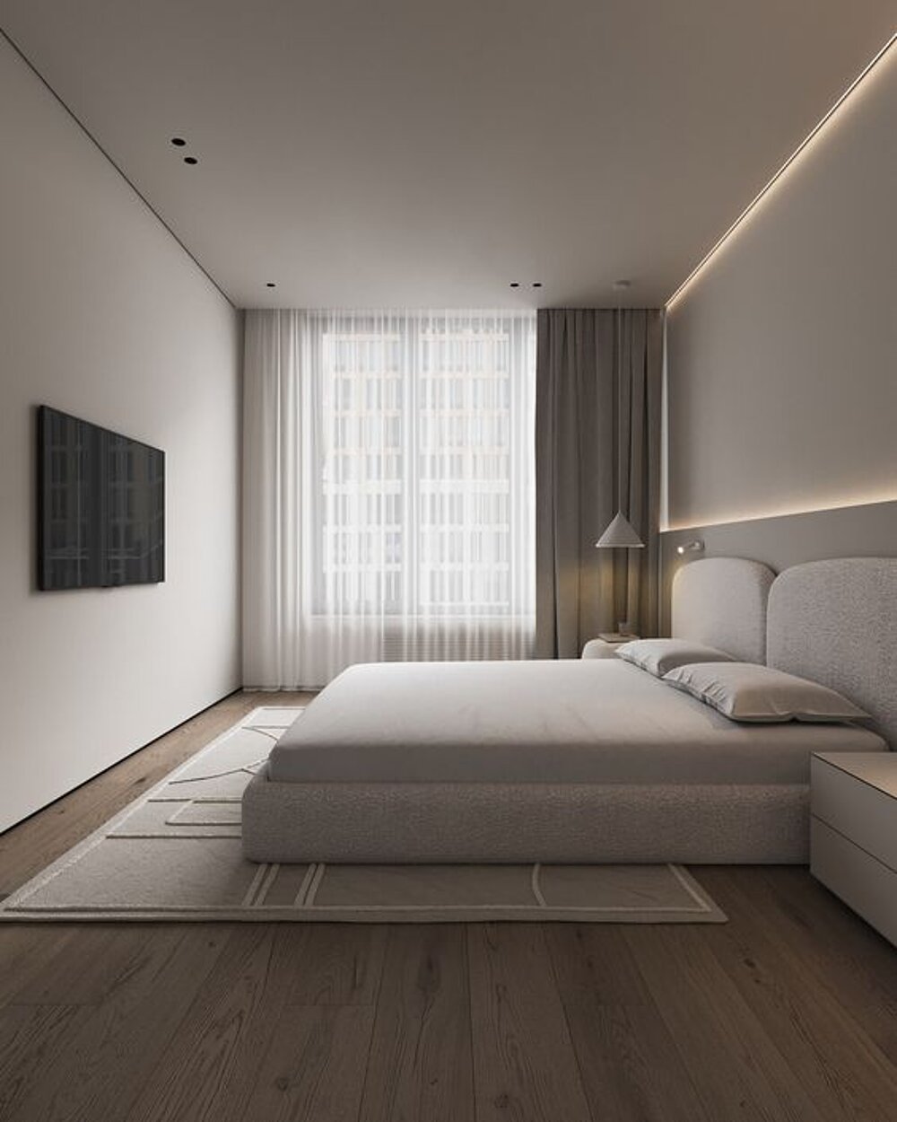 Schlafzimmer mit klarer Gestaltung