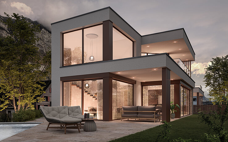 Mehrfamilienhaus OMEGA im 3D-Rendering.