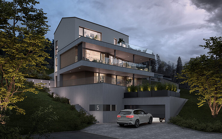 Einfamilienhaus FARO im 3D-Rendering.