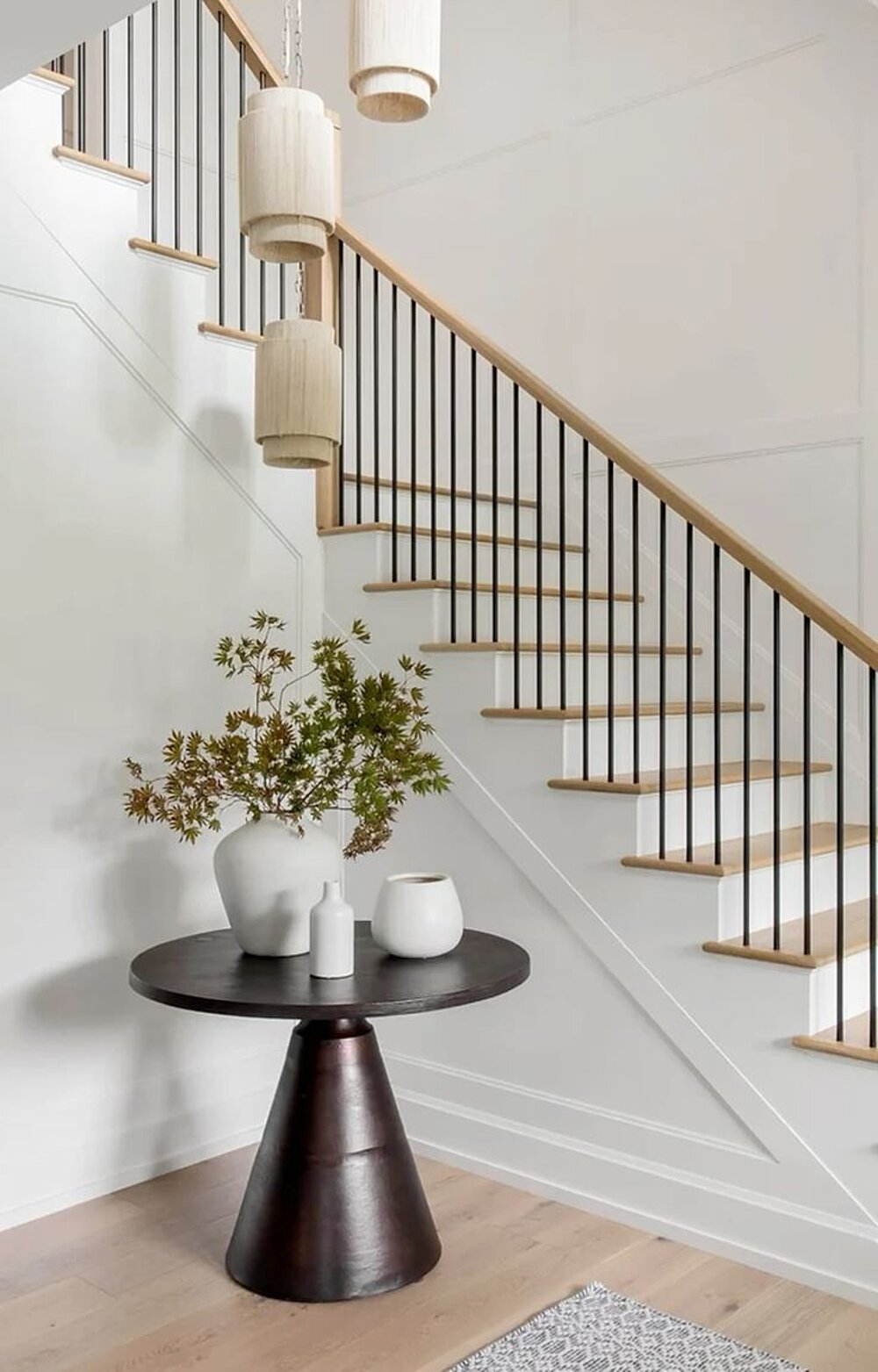 Staircase area with timber treads and a balustrade
