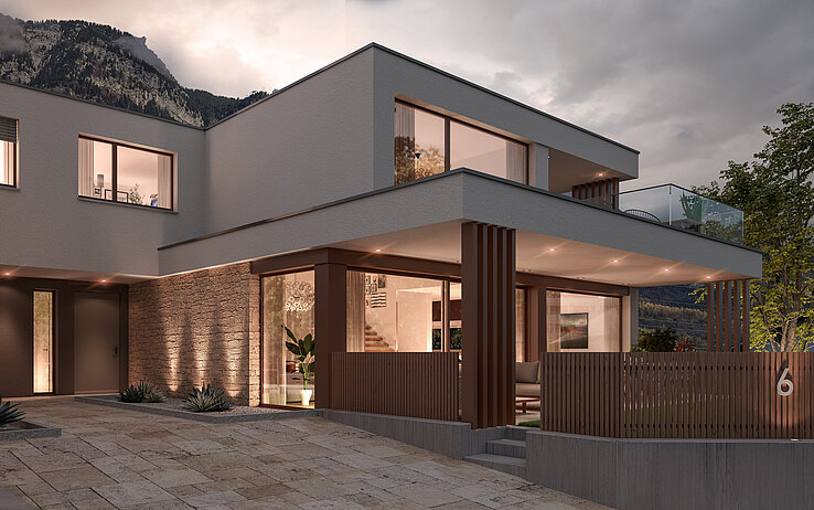 Mehrfamilienhaus OMEGA im 3D-Rendering.