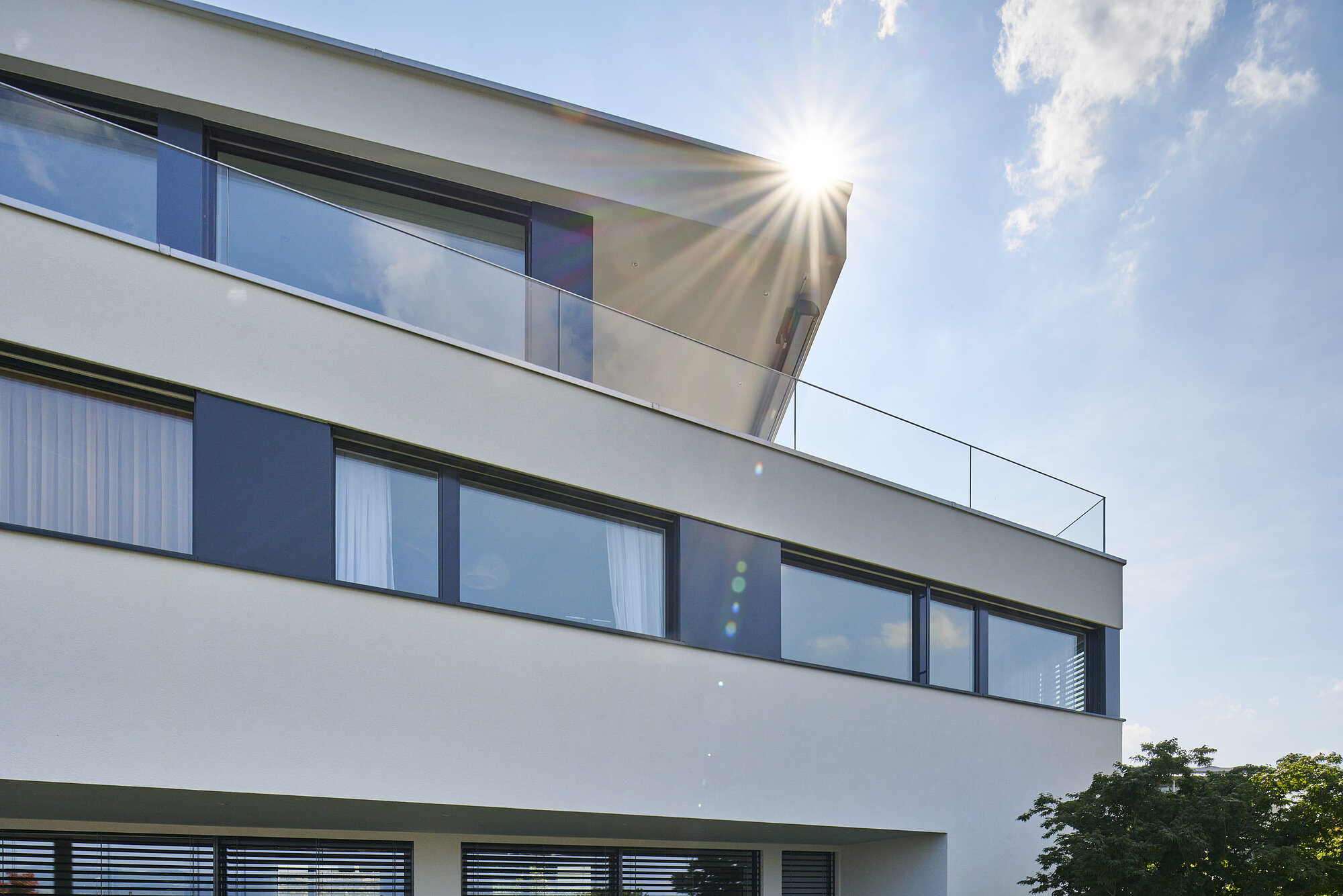 Das Einfamilienhaus BELLEVUE in der Aussenansicht, Fensterfronten